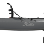 Kayak de pêche à propulsion homologué mer Hobie Mirage Outback couleur battleship gris vue de côté homologué CE