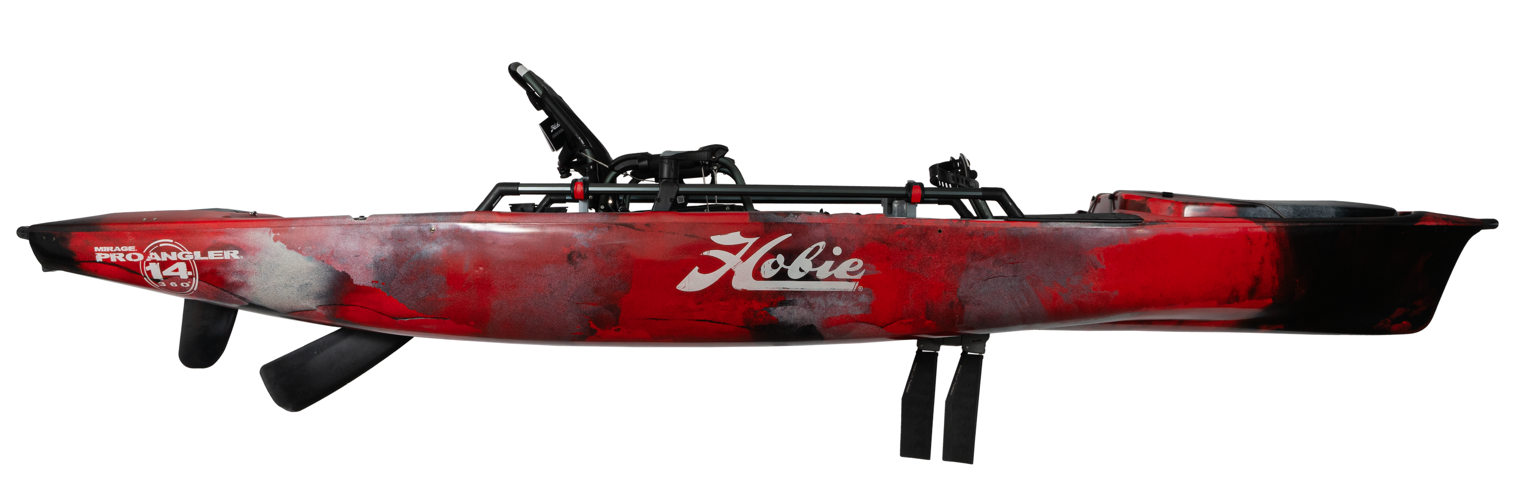 Kayak de pêche à propulsion homologué mer Hobie Pro-Angler 12 360XR couleur Campfire camo vue de côté homologué CE