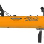 Kayak de pêche et loisir à propulsion homologué mer et CE Hobie Mirage Révolution_11 couleur orange papaye vue de côté