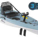 Kayak de pêche et loisir à propulsion homologué CE pour la rivière et les lacs eau douce Hobie Mirage Passport 10.5 de couleur bleu ardoise slate vue de 3/4 garantie 3 ans propulsekayak