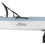Kayak de pêche et loisir à propulsion homologué CE pour la rivière et les lacs eau douce Hobie Mirage Passport 12 de couleur bleu ardoise slate vue de côté