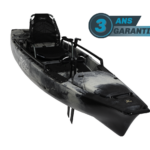 Kayak de pêche à propulsion homologué mer Hobie Mirage Pro angler 12 couleur dune camo vue de 3/4 homologué CE