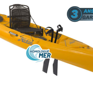Kayak de pêche et loisir à propulsion homologué mer et CE Hobie Mirage Révolution_11 couleur orange papaye vue de 3/4 garantie 3 ans propulsekayak