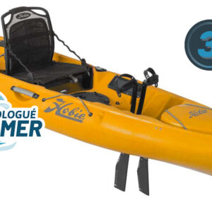 Kayak de pêche et loisir à propulsion homologué mer et CE Hobie Mirage Révolution_13 couleur orange papaye vue de 3/4 garantie 3 ans propulsekayak