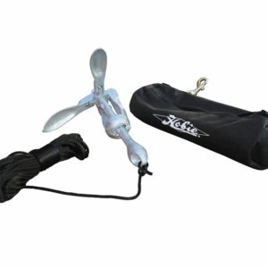 Kit ancre Hobie petite ancre pliable d’1 kg 500 avec son sac et sa cordelette de 15m, pour kayak de pêche
