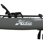 Kayak de pêche à propulsion homologué mer Hobie Mirage Pro angler 12 couleur battleship gris vue de côté homologué CE