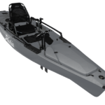 Kayak de pêche à propulsion homologué mer Hobie Mirage Pro angler 14 couleur battleship gris vue de 3/4 homologué CE
