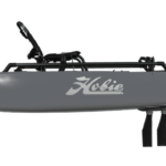 Kayak de pêche à propulsion homologué mer Hobie Mirage Pro angler 14 couleur battleship gris vue de côté homologué CE